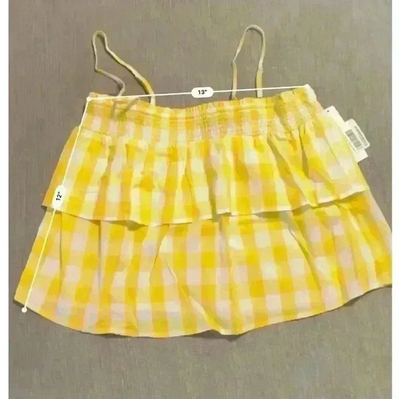 NWT Aqua Smocked Tiered Cottage Coquette Buffalo Plaid Summer Tank Size Small - Picture 3 of 4